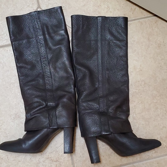 Zara Black Leather Knee High Boots w/ Heel, Size 8 - Picture 2 of 4